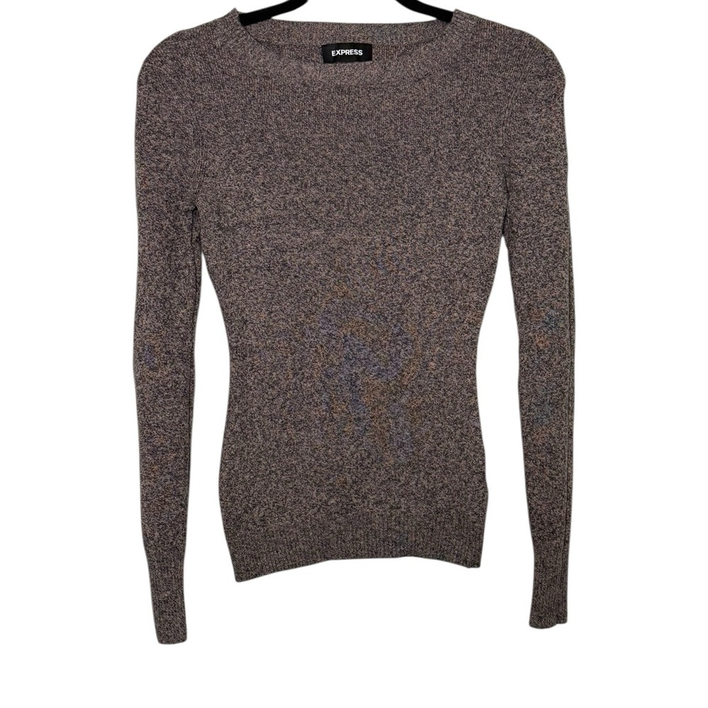 Express Sweater Size Small Heathered Purple Gray Marled Crew Neck